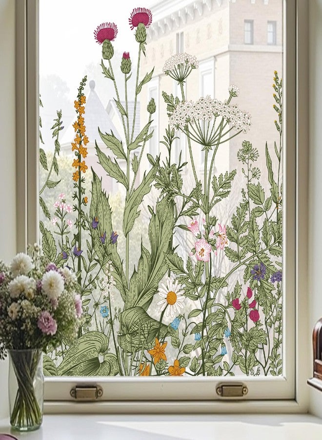 ADD.HERES Window Privacy Film,Colorful Floral Window Stickers,Removable DIY Bouquet Static Clings, Decals for Home School Office Party Supplies, Wildflower Reverie, 17.5 x 78.7 in - Image 1